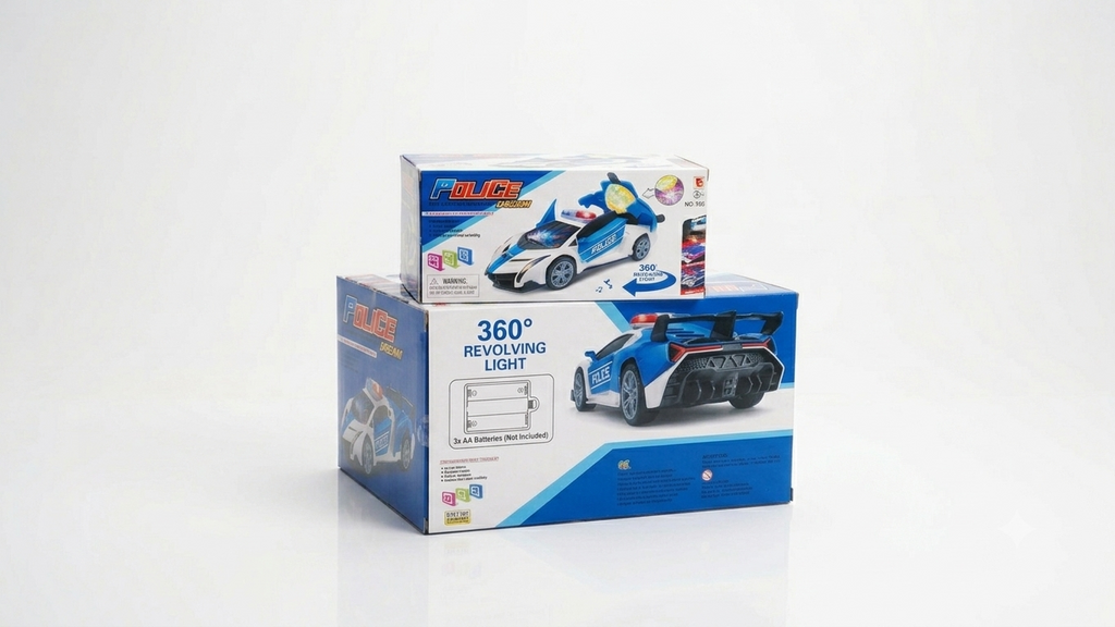 PoliceDream™ 360° Rotating Electric Police Car Toy | Battery-Operated Supercar with Opening Doors, Flashing LED Lights & Siren Sounds 🚔🏎️✨