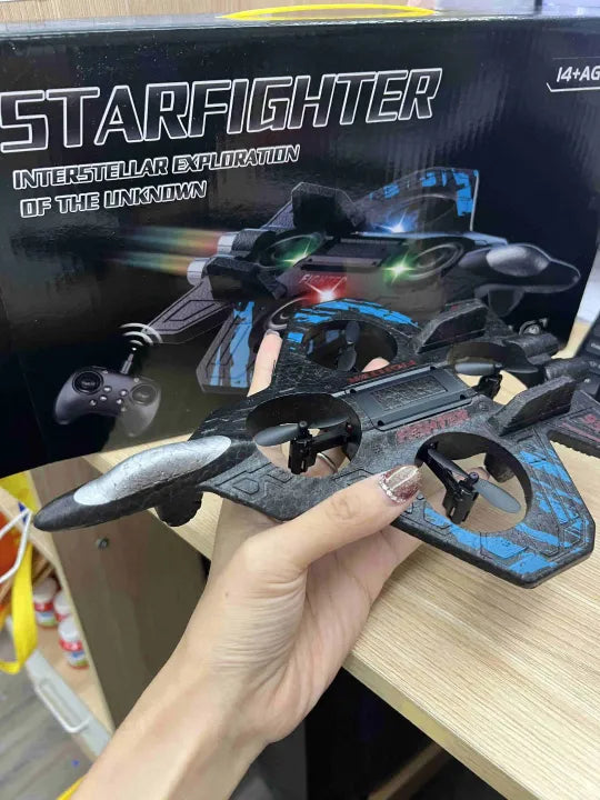 S1 Fighter RC Drone – 4 Propeller Remote Control Aircraft with One Key Hover & LED Lights