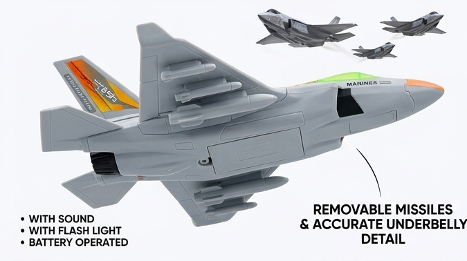 F-35A Lightning™ Interactive Fighter Jet | Bump & Go Military Aircraft Toy with Flash Lights & Sound Effects ✈️🚀✨
