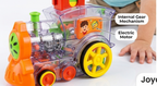 DominoExpress™ Automatic Domino-Laying Electric Train | Interactive Transparent Toy Train with Sound, Lights, and Steerable Chimney 🚂🧱✨