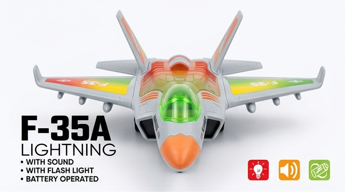 F-35A Lightning™ Interactive Fighter Jet | Bump & Go Military Aircraft Toy with Flash Lights & Sound Effects ✈️🚀✨