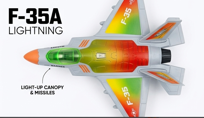 F-35A Lightning™ Interactive Fighter Jet | Bump & Go Military Aircraft Toy with Flash Lights & Sound Effects ✈️🚀✨