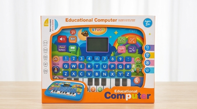 EduTech™ Kids Learning Computer | Interactive Educational Tablet with Piano Keys, 26 English Words & Math Games 💻🎹✨