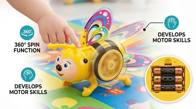 LittleBee™ Electric Buzz-Along | Interactive Musical Bee Toy with 3D Flashing Lights & Motion 🐝🎶✨