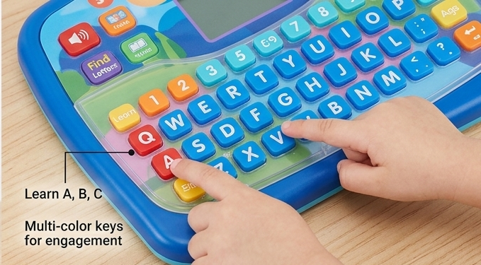 EduTech™ Kids Learning Computer | Interactive Educational Tablet with Piano Keys, 26 English Words & Math Games 💻🎹✨