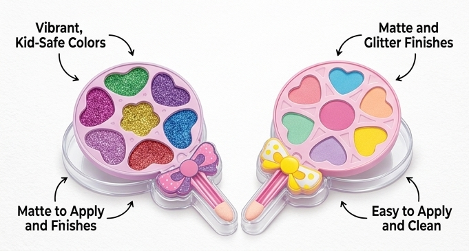 GlamourLollipop™ Deluxe Children's Cosmetic Makeup Set | Fun, Imaginative Play Beauty Kit with Eyeshadows & Lip Colors 🍭💄✨