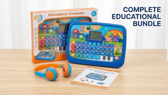 EduTech™ Kids Learning Computer | Interactive Educational Tablet with Piano Keys, 26 English Words & Math Games 💻🎹✨