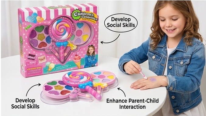 GlamourLollipop™ Deluxe Children's Cosmetic Makeup Set | Fun, Imaginative Play Beauty Kit with Eyeshadows & Lip Colors 🍭💄✨