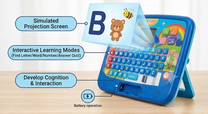 EduTech™ Kids Learning Computer | Interactive Educational Tablet with Piano Keys, 26 English Words & Math Games 💻🎹✨