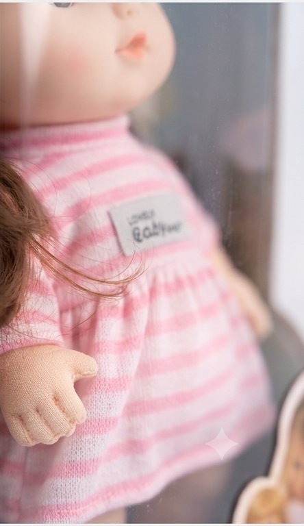 Lovely Baby™ Premium Soft Toddler Doll | Interactive Big-Eyed Pretend Play Doll with Striped Dress 👧🌸✨