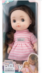 Lovely Baby™ Premium Soft Toddler Doll | Interactive Big-Eyed Pretend Play Doll with Striped Dress 👧🌸✨