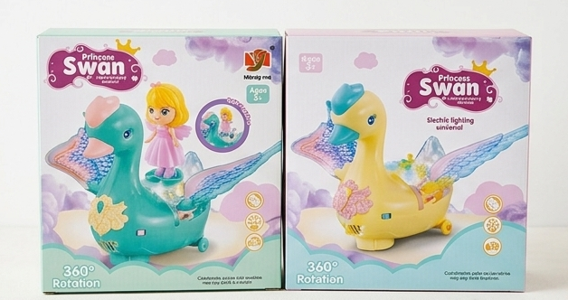 PrincessSwan™ 360° Rotating Musical Carriage | Interactive Enchanted Swan Toy with Lights & Princess Figure 🦢👑✨