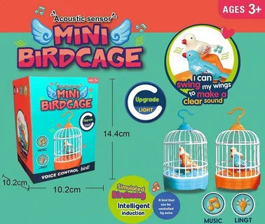 ChirpPal™ Acoustic Sensor Mini Birdcage | Voice-Activated Electronic Singing Bird Toy with Upgrade Light 🦜✨