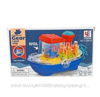 AquaGear™ Transparent Land Ship | Interactive Musical Boat Toy with Rotating Fish Lamp & Mechanical Gears 🚢🐟⚙️✨