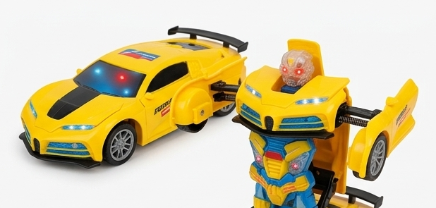 TransDrive™ 2-in-1 Automatic Transforming Robot Car | Battery-Operated Sports Car with Flashing Lights, Sound & Bump-and-Go Action 🏎️🤖✨