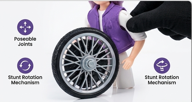 TrendyGirl™ Electric Stunt Tricycle Toy | Interactive Doll Riding Rickshaw with 360° Rotation, Flashing LED Lights & Music 👧🚲✨TrendyGirl™ Electric Stunt Tricycle Toy | Interactive Doll Riding Rickshaw with 360° Rotation, Flashing LED Lights & Music 👧🚲✨