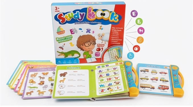 EduMaster™ Intellectual Learning Study Book | Interactive Electronic Book for Kids with Sounds, Letters & Quiz Modes 📚🎓✨