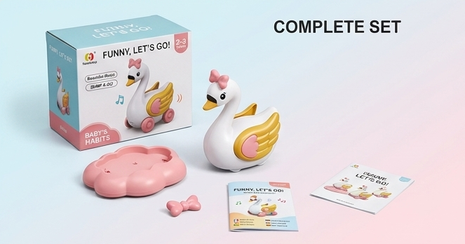 Funny, Let's Go!™ Interactive Dancing Swan | Bump & Go Musical Toy with Soft LED Lights for Toddlers 🦢✨🎶