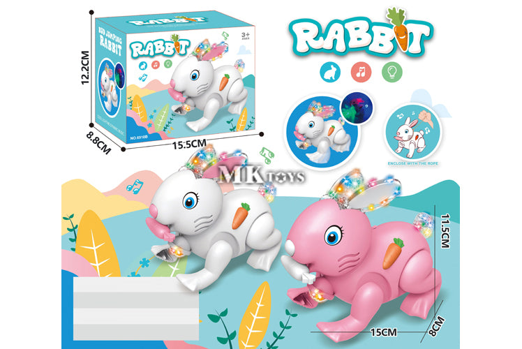 Bouncing Bunny™ Interactive Electric Rabbit Toy | Musical Walking Pet with LED Light-Up Ears 🐰🎵
