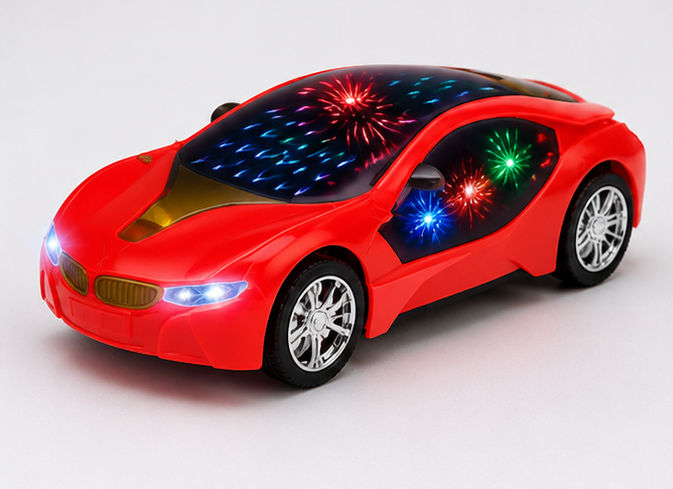 TurboGlow™ 3D Light Electric Sports Car | Battery-Operated Toy Racing Car with Omnidirectional Bump-and-Go Action & Dynamic Sound 🏎️🌟🔊