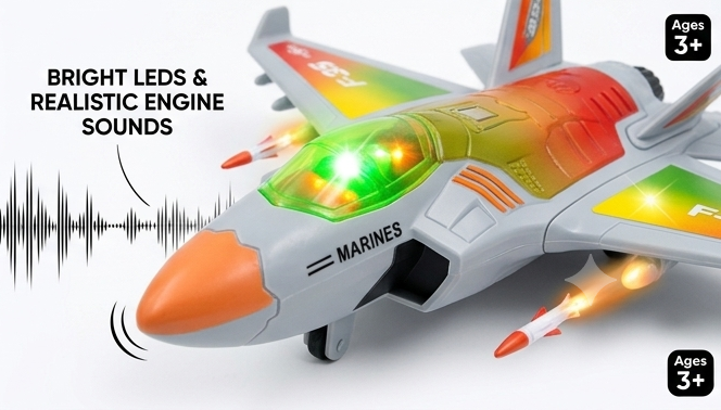 F-35A Lightning™ Interactive Fighter Jet | Bump & Go Military Aircraft Toy with Flash Lights & Sound Effects ✈️🚀✨