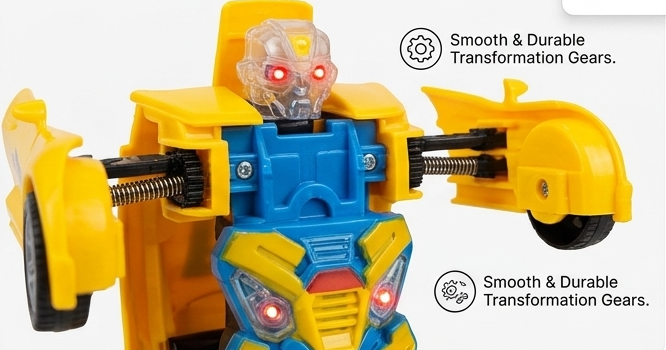 TransDrive™ 2-in-1 Automatic Transforming Robot Car | Battery-Operated Sports Car with Flashing Lights, Sound & Bump-and-Go Action 🏎️🤖✨