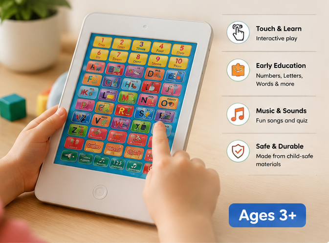 SmartPad™ Interactive Kids Learning Tablet | Educational Electronic Toy with 51 Audio Sounds, Alphabets, Numbers & Quiz Modes 📱🎓✨